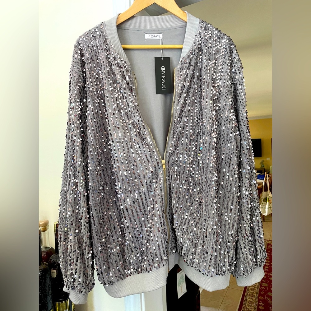 Silver sequin jacket - new with tags!